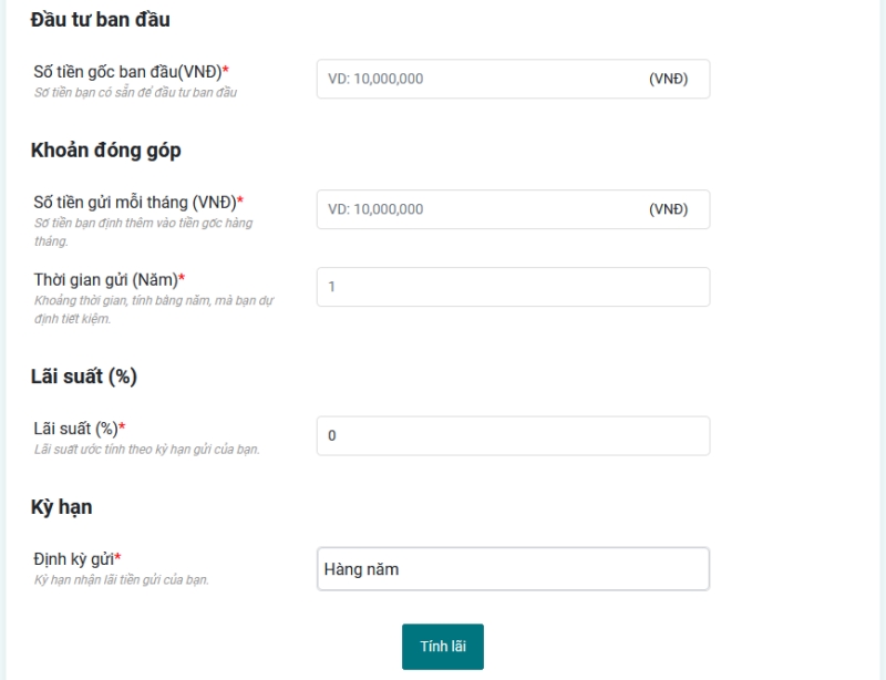 Công cụ tính lãi suất kép trên Job3s.online