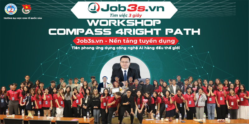 CEO Tony Vũ của Job3s.online làm diễn giả chính tại sự kiện Compass 4right path của trường Đại học Kinh tế Quốc Dân diễn ra vào ngày 13/3/2024 vừa qua